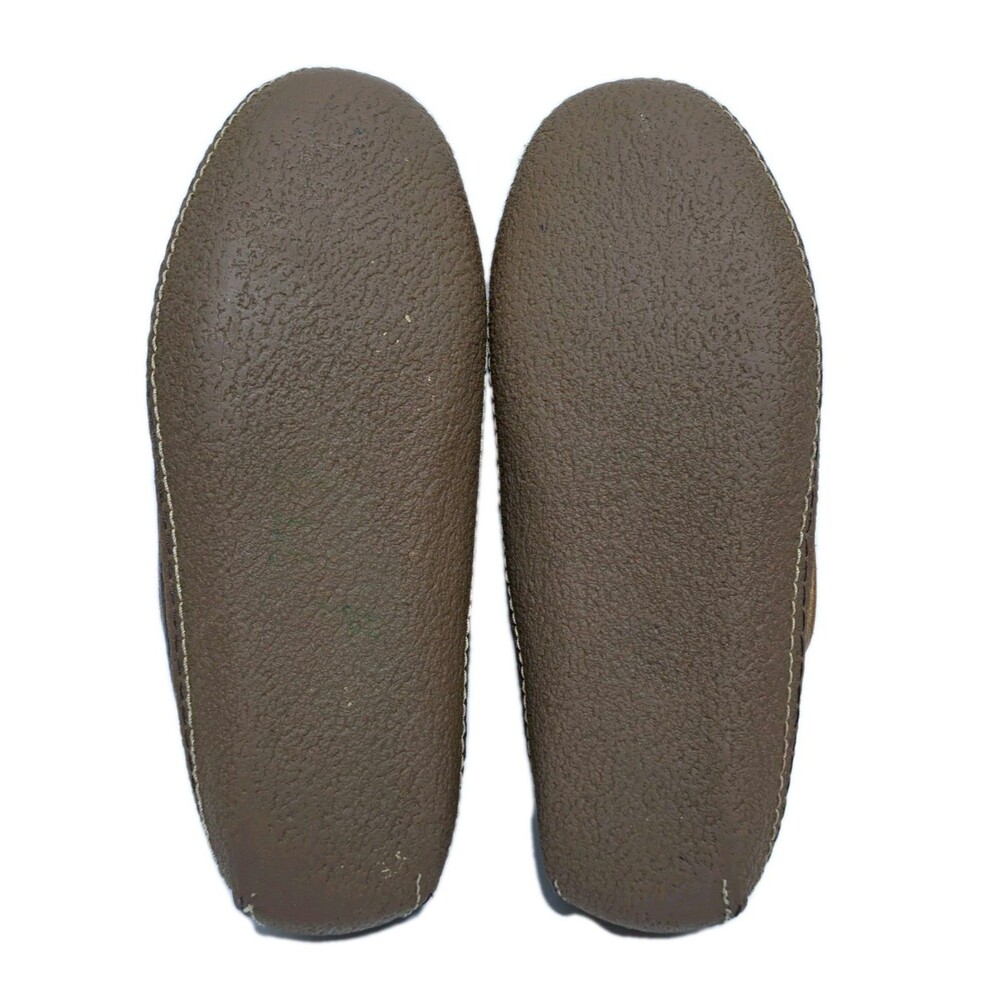 LL Bean Men's 8 Wicked Good Leather Shearling Moccasin Brown Slippers - Picture 10 of 10